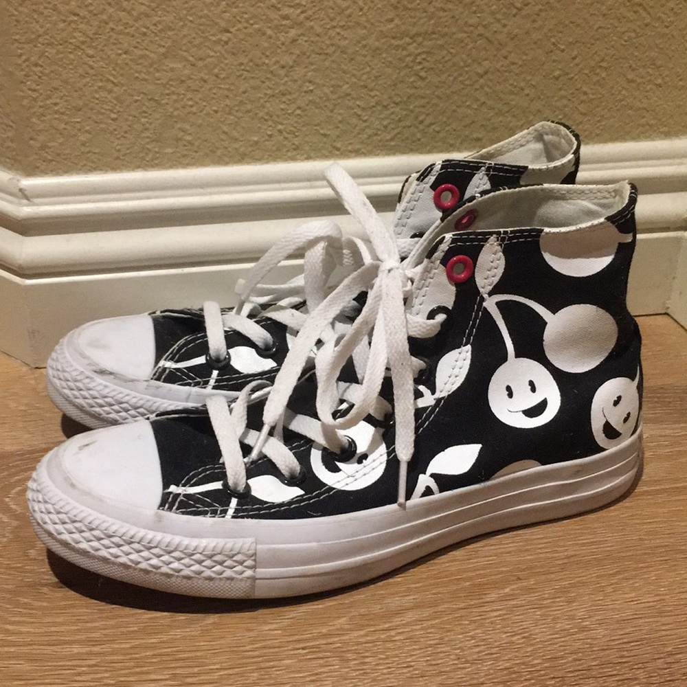 Cherry Converse High Tops